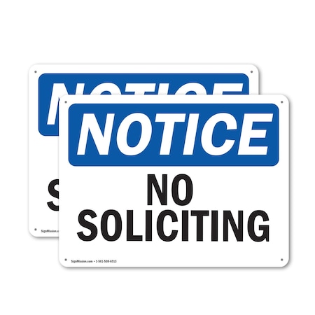 Signmission No Soliciting OSHA Notice Sign, Plastic, 18in W x 12in L, 2PK OS-2PACK-NS-P-1218-L-14838